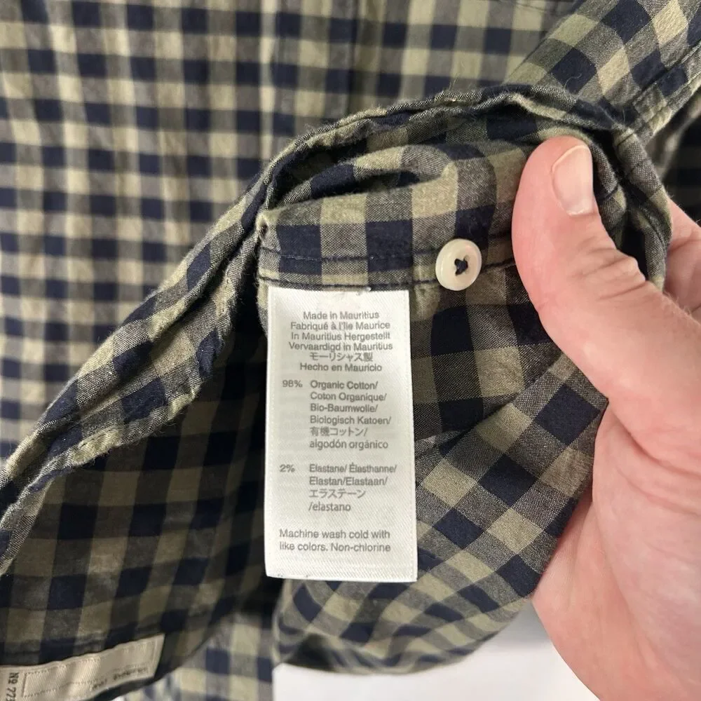 J. Crew Shirt Men's Medium Blue Plaid Button Up Long Sleeve Classic Cotton